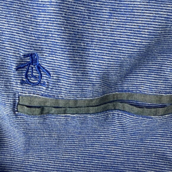 Original Penguin Munsingwear Men’s Polo Shirt XL Blue Striped Gray Collar Cotton - Picture 3 of 10